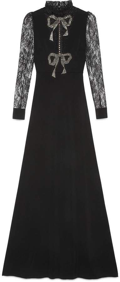 gucci crystal bow dress with lace detail|Gucci jumpsuits for women.